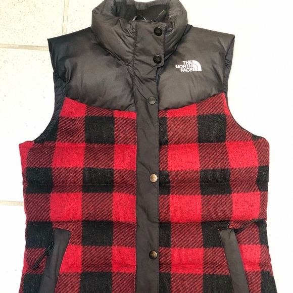 north face buffalo plaid vest